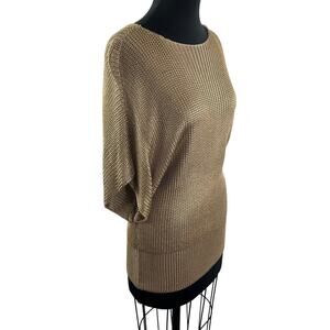 LAUREN RALPH LAUREN Gold Batwing Sleeve Bateau Neckline Sweater Tunic Size XL